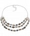 Nine West Tri-Tone Bead Layered Statement Necklace, 16" + 2" extender