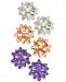 Holiday Lane Tri-Tone 3-Pc. Set Gift Bow Stud Earrings, Created for Macy's