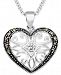 Marcasite & Crystal Openwork Heart 18" Pendant Necklace in Fine Silver-Plate