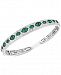 Emerald (1-1/5 ct. t. w. ) & Diamond (1/6 ct. t. w. ) Bangle Bracelet in Sterling Silver