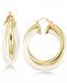 Signature Gold White Agate Double Hoop Earrings in 14k Gold over Resin Core