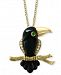 Effy Onyx (22 x 6mm), Tsavorite & Diamond Accent Toucan 18" Pendant Necklace in 14k Gold
