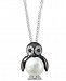 Effy Cultured Freshwater Pearl (7-1/2mm) & Diamond (1/10 ct. t. w. ) 18" Penguin Pendant Necklace in 14k White Gold