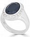 Onyx (16 x 12mm) & Diamond (1/10 ct. t. w. ) Ring in Sterling Silver