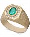 Men's Emerald (3/4 ct. t. w. ) & Diamond (3/8 ct. t. w. ) Textured Ring in 14k Gold