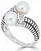 Cultured Freshwater Pearl (7mm) & Diamond Accent Bypass Ring in Sterling Silver
