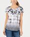 Style & Co Petite Mixed-Print Top, Created for Macy's