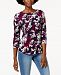 Charter Club Petite Cotton Printed Boat-Neck Top, Created for Macy's
