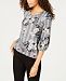 Ny Collection Petite Printed Balloon-Sleeve Top