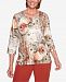 Alfred Dunner Petite Autumn in New York Roses Paisley Printed Embellished Top