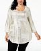 Jm Collection Plus Size Metallic-Print Top, Created for Macy's