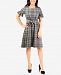 Ny Collection Plaid Tie-Front Flounce-Sleeve Dress