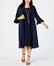 R & M Richards Plus Size Necklace Dress & Printed Bell-Sleeve Duster Jacket
