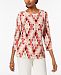 Jm Collection 3/4-Sleeve Novelty Printed Jacquard Top, Created for Macy's