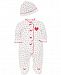 Little Me Baby Girls Cotton Candy Cane-Print Footed Coverall with Hat