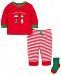 Little Me Baby Boys 3-Pc. Santa-Print T-Shirt, Striped Pants & Socks Set