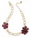 kate spade new york Gold-Tone Multi-Stone & Imitation Pearl Leather Flower Collar Necklace, 16" + 2" extender