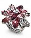 Charter Club Silver-Tone Crystal Flower Stretch Ring, Created for Macy's