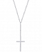 White Topaz Cross 18" Lariat Necklace (1/3 ct. t. w. ) in Sterling Silver