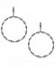 I. n. c. Large Silver-Tone Crystal Drop Hoop Earrings, Created for Macy's