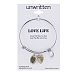 Unwritten Two-Tone Crystal Accented Love Life Charm Adjustable Bangle Bracelet in Stainless Steel with 14k Gold-Plating
