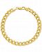 Curb Link Wide Chain Bracelet in 18k Gold-Plated Sterling Silver