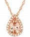 Morganite (5/8 ct. t. w. ) & Diamond Accent Pendant Necklace in 14k Rose Gold, 16" + 2" extender