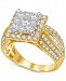 Diamond Square Cluster Ring (1-7/8 ct. t. w. ) in Two-Tone 14k Gold
