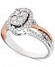 Diamond Two-Tone Halo Cluster Engagement Ring (5/8 ct. t. w. ) in 14k White & Rose Gold