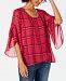 Style & Co Petite Plaid Crossover Top, Created for Macy's