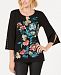 Jm Collection Petite Printed Split-Sleeve Top, Created for Macy's