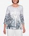 Alfred Dunner Petite Stocking Stuffers Embellished-Neck Tree-Print Top