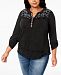 Style & Co Plus Size Cotton Embroidered Distressed Top, Created for Macy's