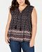 Style & Co Plus Size Printed Lace-Up Sleeveless Top, Created for Macy's