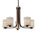 WGL-8440-30-SWCB-NCKL - Justice Design - Wire Glass Era Five Light Chandelier Brushed Nickel Finish SWCB: Swirl Pattern with Bubble GlassOval Shade - Wire Glass - Era