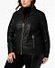 Kenneth Cole Plus Size Mixed-Media Moto Jacket