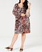 Connected Plus Size Paisley-Print Bell-Sleeve Dress