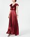 Adrianna Papell V-Neck Ruffled Satin Gown