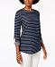 Charter Club Striped 3/4-Sleeve Top, Created for Macy's