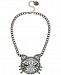 Betsey Johnson Hematite-Tone Crystal Cat Pendant Necklace, 16" + 3" extender