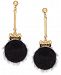 I. n. c. Gold-Tone Bow & Faux Fur Ball Drop Earrings, Created for Macy's