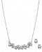 Charter Club Silver-Tone Crystal Collar Necklace & Stud Earrings Set, 17" + 2" extender, Created for Macy's