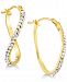 Swarovski Crystal Twist Hoop Earrings in 14k Gold & White Gold