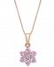 Pink Sapphire (5/8 ct. t. w. ) & Diamond Accent Flower 18" Pendant Necklace in 14k Rose Gold
