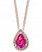 Effy Pink Sapphire (3/4 ct. t. w. ) & Diamond Accent 18" Pendant Necklace in 14k Rose Gold