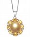 Cultured Golden South Sea Pearl (10mm) & Yellow Sapphire (3-1/5 ct. t. w. ) 18" Pendant Necklace in Sterling Silver