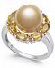 Cultured Golden South Sea Pearl (10mm) & Yellow Sapphire (3-1/5 ct. t. w. ) Ring in Sterling Silver