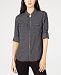 Michael Michael Kors Petite Printed Zip-Front Collared Shirt
