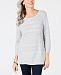 Karen Scott Petite Cable-Knit Button-Cuff Sweater, Created for Macy's