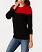 Charter Club Petite Colorblocked Mixed-Knit Sweater, Created for Macy's